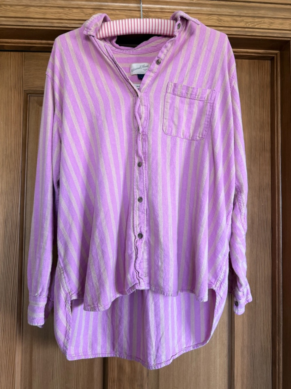 Universal Thread Pink and Lavender Striped Button-Up Shirt